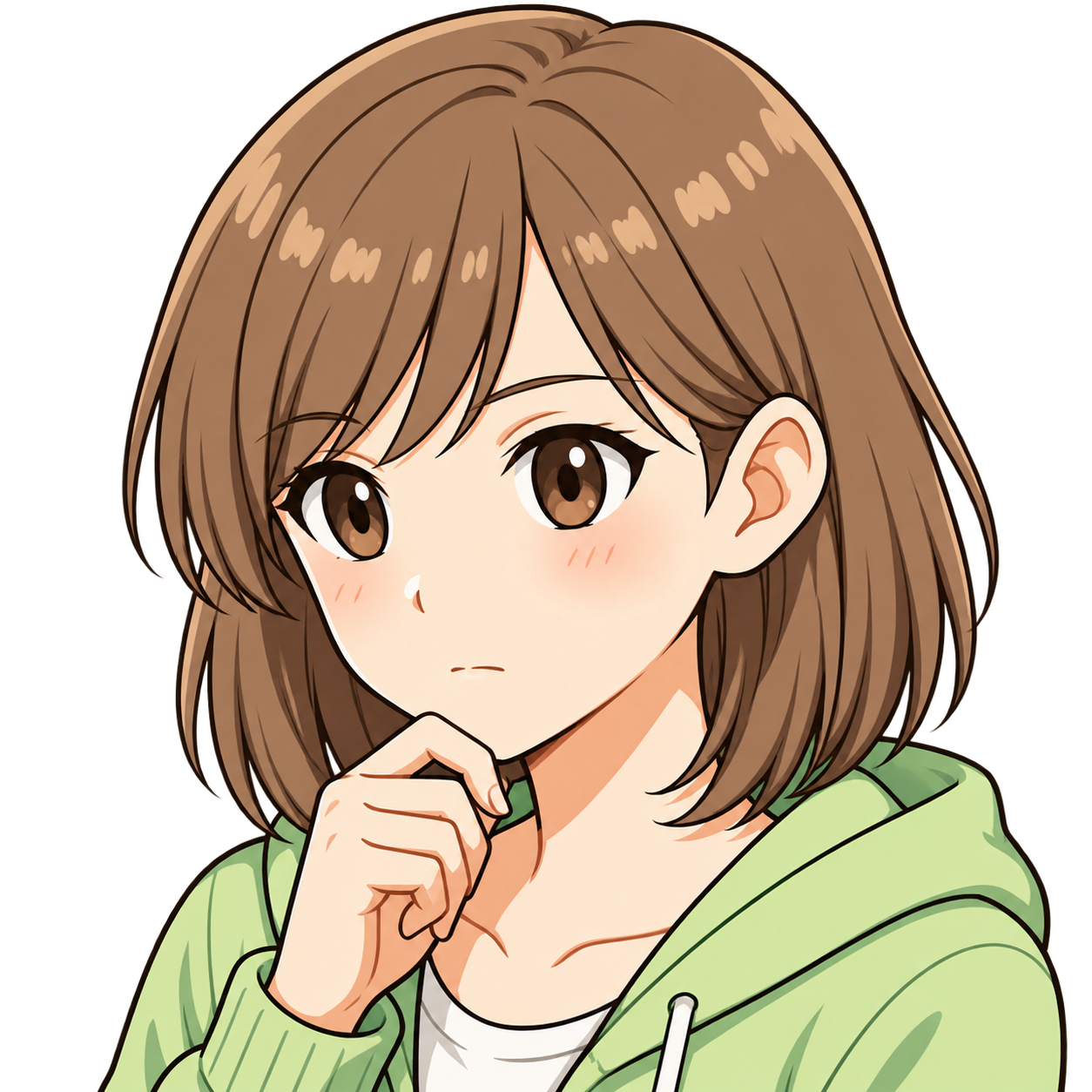 考えを整理している若葉
