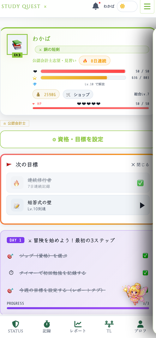 STATUSタブ